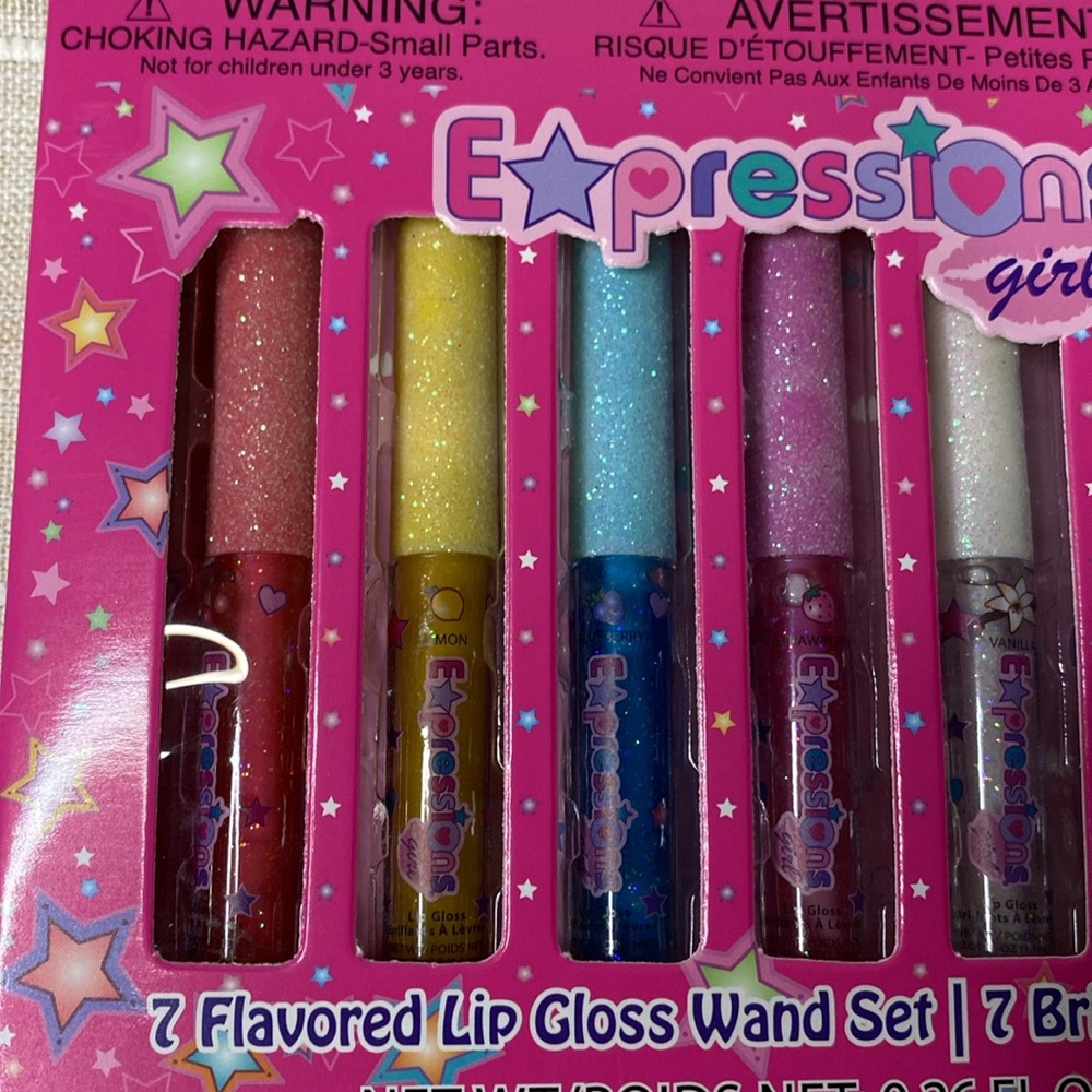 Expressions 7pc Fruity Flavored Lip Gloss‎ Set in Assorted Non Toxic Kids New - Picture 2 of 4